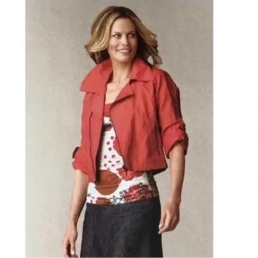 CABI ROLL SLEEVE CROPPED MOTO JACKET